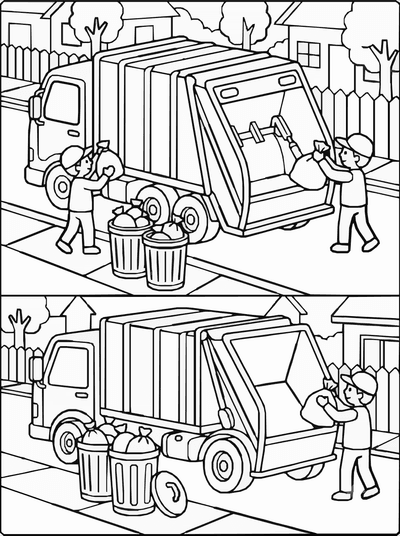 Free printable Garbage Truck Coloring Page – Waste Collection Printable coloring page