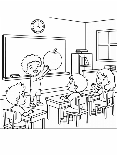 Free printable Show and Tell Coloring Page – Classroom Presentation Printable coloring page