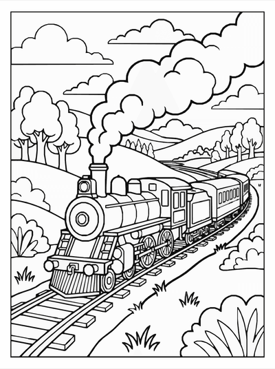 Free printable Train Railway Coloring Page coloring page