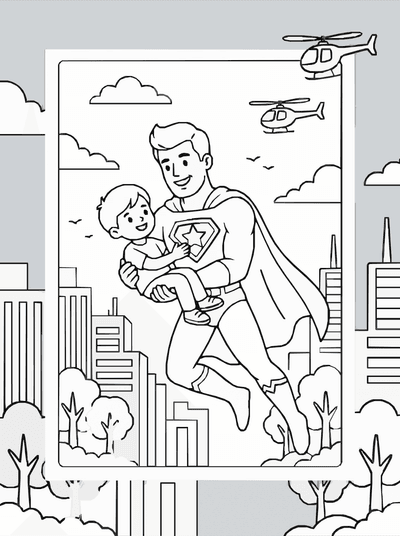 Free printable Superhero Rescue Coloring Page coloring page