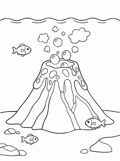 Free printable Underwater Volcano Coloring Page – Deep Sea Eruption Printable coloring page
