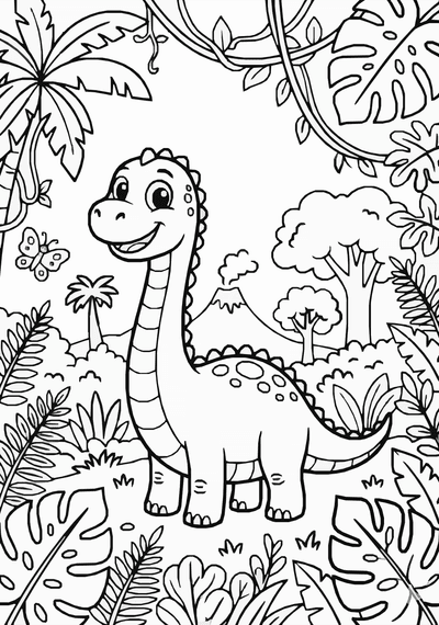 Free printable Cute dinosaur coloring page coloring page
