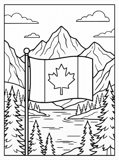 Free printable Canada Flag Coloring Page coloring page
