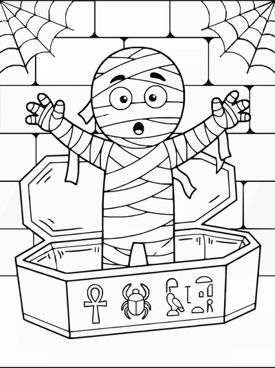 Free printable Mummy Coloring Page – Halloween Mummy Rising Printable coloring page