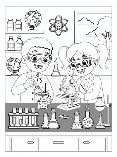 Free printable Science Lab Coloring Page coloring page