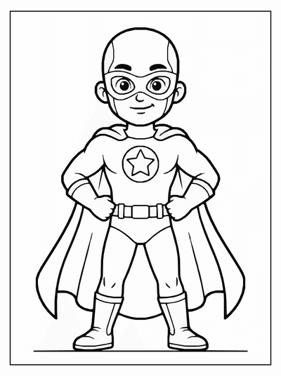 Free printable Cute Superhero Coloring Page coloring page