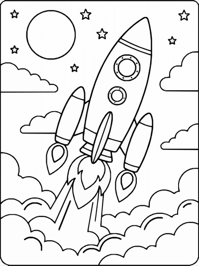 Free printable Space Rocket Coloring Page – Rocket Launch Printable coloring page