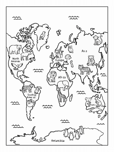 Free printable World Map Coloring Page coloring page