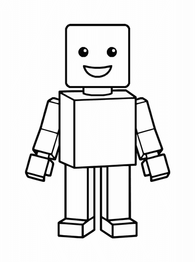 Free printable Roblox Style Character Coloring Page – Blocky Avatar A4 Printable coloring page