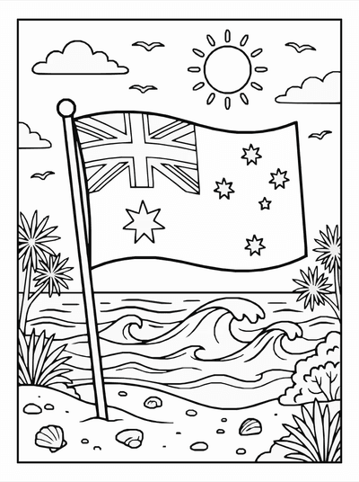 Free printable Australia Flag Coloring Page coloring page