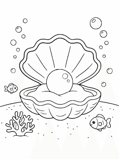 Free printable Giant Clam Coloring Page – Pearl Ocean Scene Printable coloring page