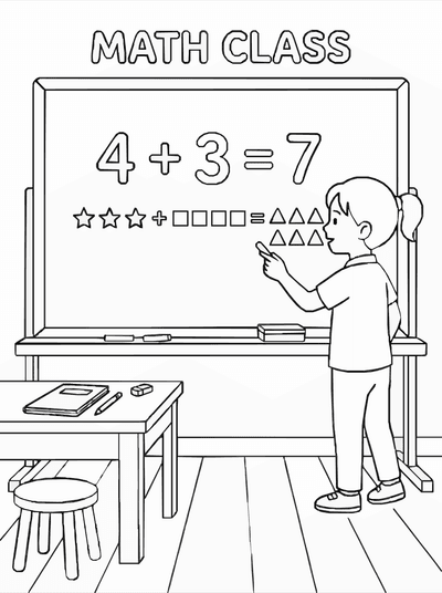 Free printable Math Learning Coloring Page coloring page
