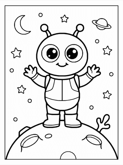 Free printable Cartoon Space Coloring Page coloring page