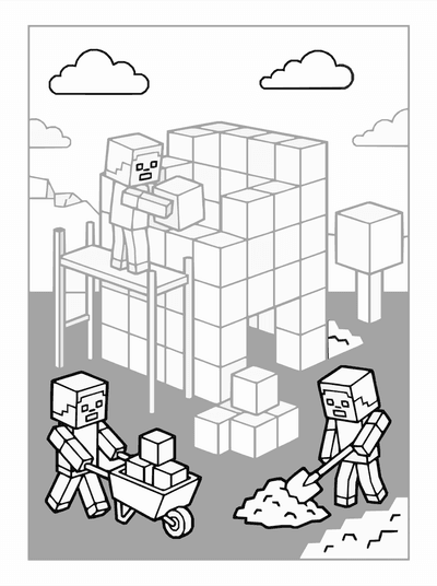 Free printable Roblox Building Scene Coloring Page – Construction World A4 coloring page