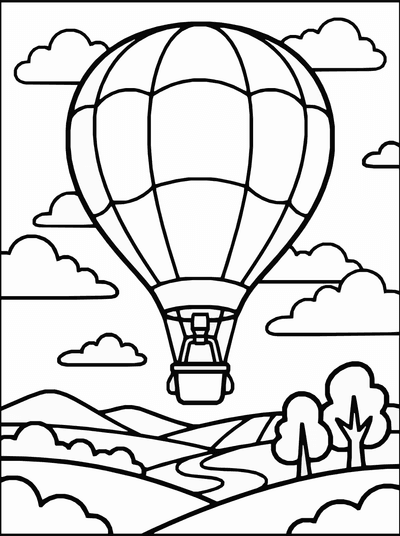 Free printable Hot Air Balloon Coloring Page coloring page