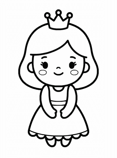 Free printable Cute Baby Princess Coloring Page – Easy A4 Printable coloring page