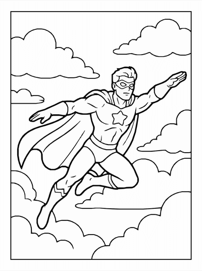 Free printable Flying Hero coloring page coloring page