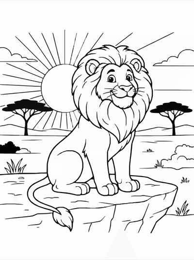 Free printable Lion Coloring Page – King of the Savanna Printable coloring page
