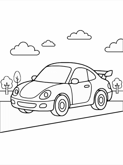 Free printable Sports Car Coloring Page – Fast Racing Car Printable coloring page