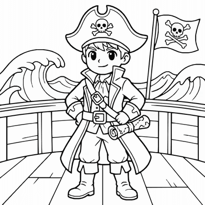 Free printable Anime Pirate Coloring Page – Brave Captain Adventure Printable coloring page