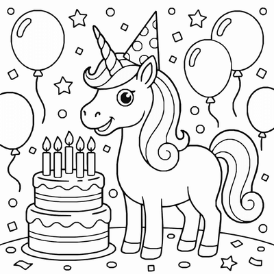 Free printable Unicorn Birthday Coloring Page – Magical Party Printable coloring page