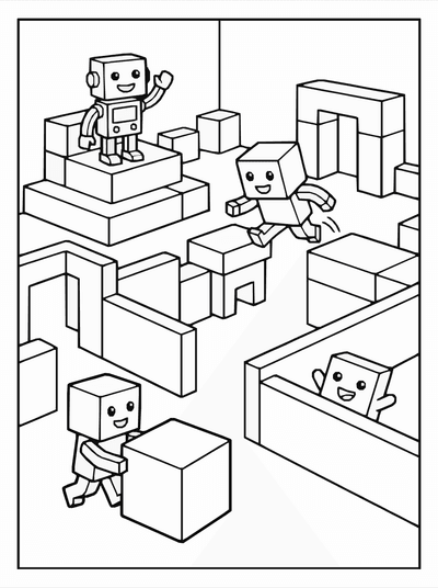 Free printable Roblox Battle Arena Coloring Page – Action Scene A4 coloring page