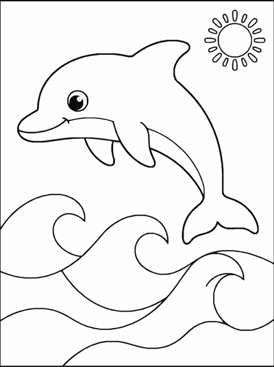 Free printable Dolphin Coloring Page – Ocean Jump Scene Printable coloring page