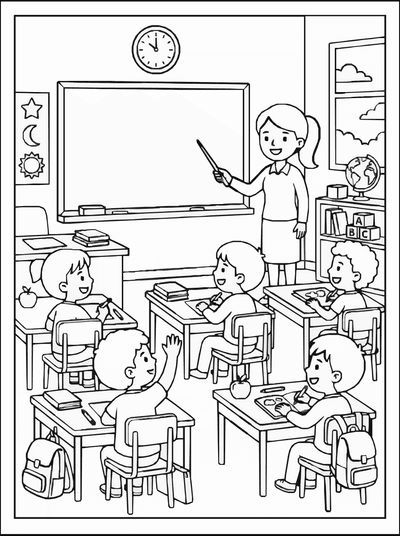 Free printable School Classroom Coloring Page coloring page