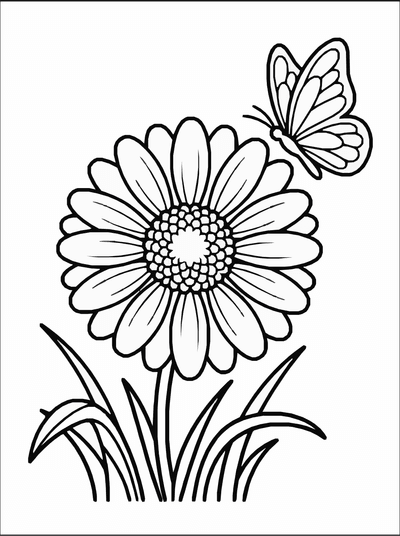 Free printable Daisy Flower Coloring Page coloring page