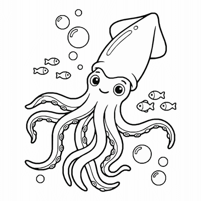 Free printable Giant Squid Coloring Page – Deep Sea Mystery Printable coloring page