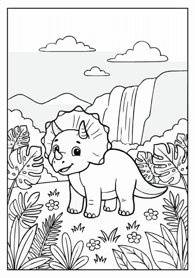Free printable Kawaii Dinosaur Coloring Page coloring page