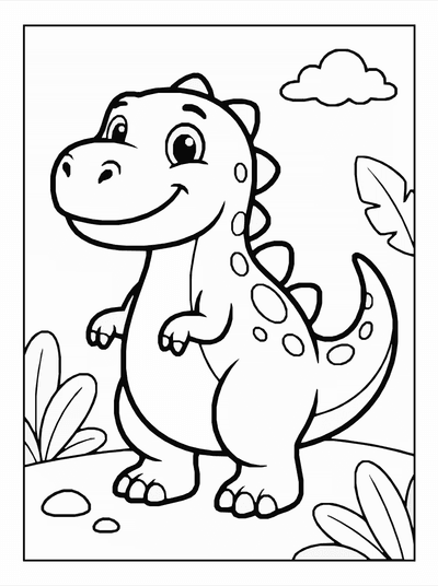 Free printable Cartoon Dinosaur Coloring Page coloring page