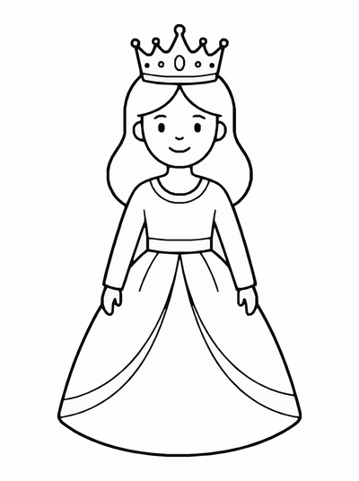 Free printable Crown Princess Coloring Page – Simple Royal Design A4 coloring page