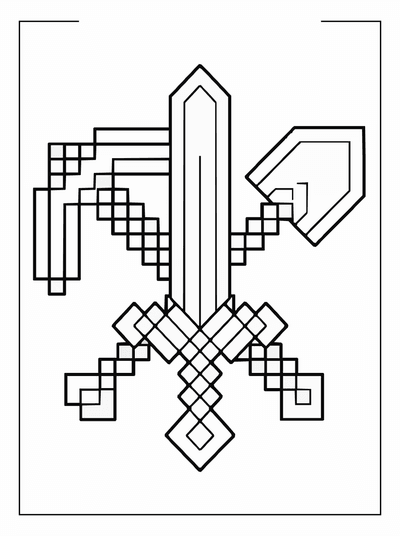 Free printable Minecraft Sword Coloring Page coloring page