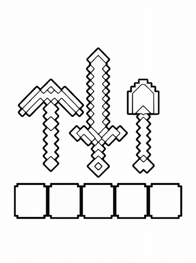 Free printable Minecraft Tools Coloring Page coloring page