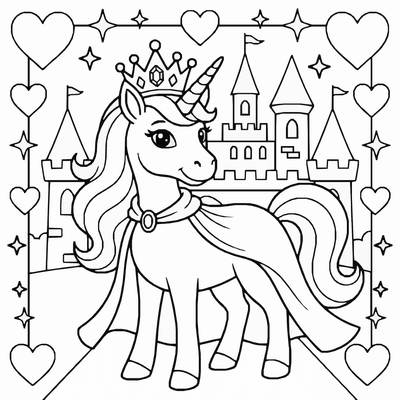Free printable Unicorn Princess Coloring Page – Royal Crown Printable coloring page