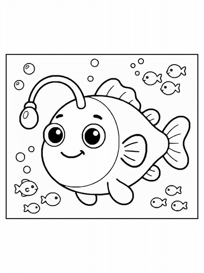 Free printable Anglerfish Coloring Page – Deep Sea Scene Printable coloring page
