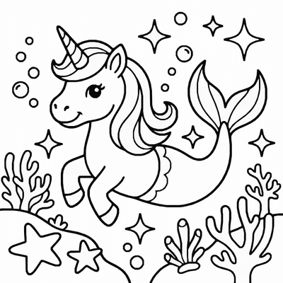 Free printable Unicorn Mermaid Coloring Page – Magical Ocean Printable coloring page