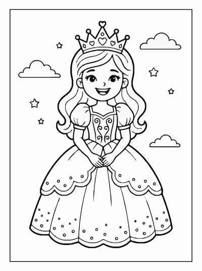 Free printable Cartoon Princess Coloring Page coloring page