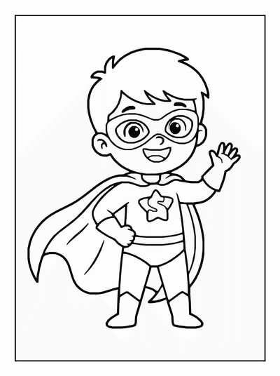 Free printable Kid Superhero Coloring Page coloring page
