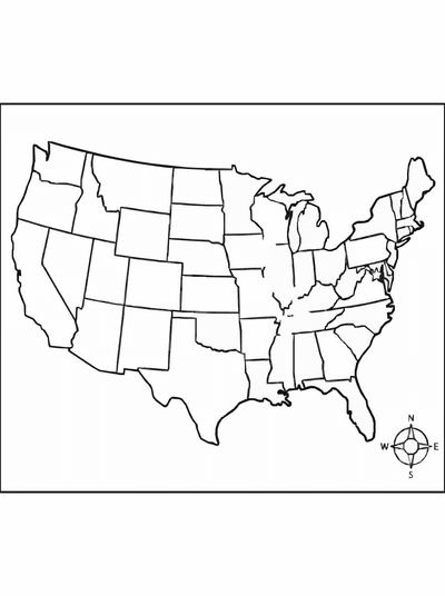 Free printable USA Map Coloring Page – United States Learning Printable coloring page