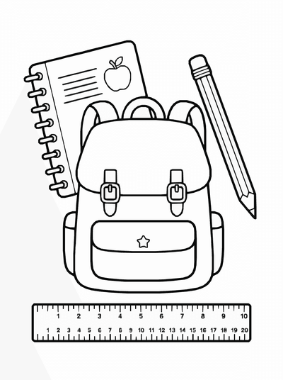 Free printable School Supplies Coloring Page coloring page