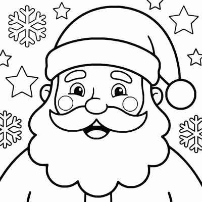 Free printable Santa Claus Face Coloring Page – Classic Portrait Printable coloring page