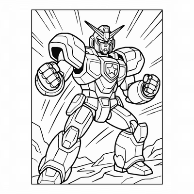 Free printable Anime Mech Robot Coloring Page – Giant Robot Warrior Printable coloring page