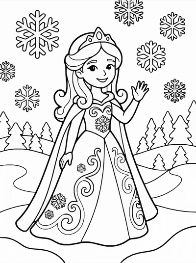 Free printable Smiling Winter Queen Coloring Page Printable coloring page
